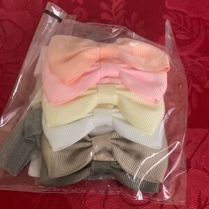 Pastel Bow Hair Clips Set for Kids